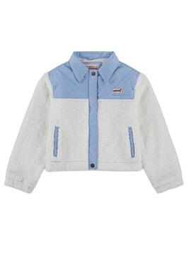 Giacca Levi's Sherpa bianca e blu per bambina