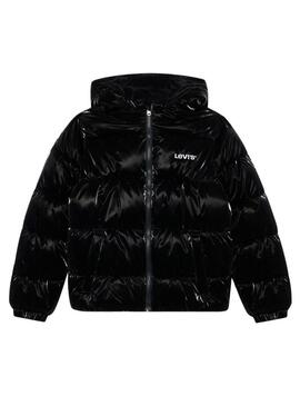 Giacca trapuntata Levis Shiny nera per bambina.