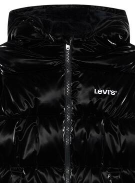 Giacca trapuntata Levis Shiny nera per bambina.