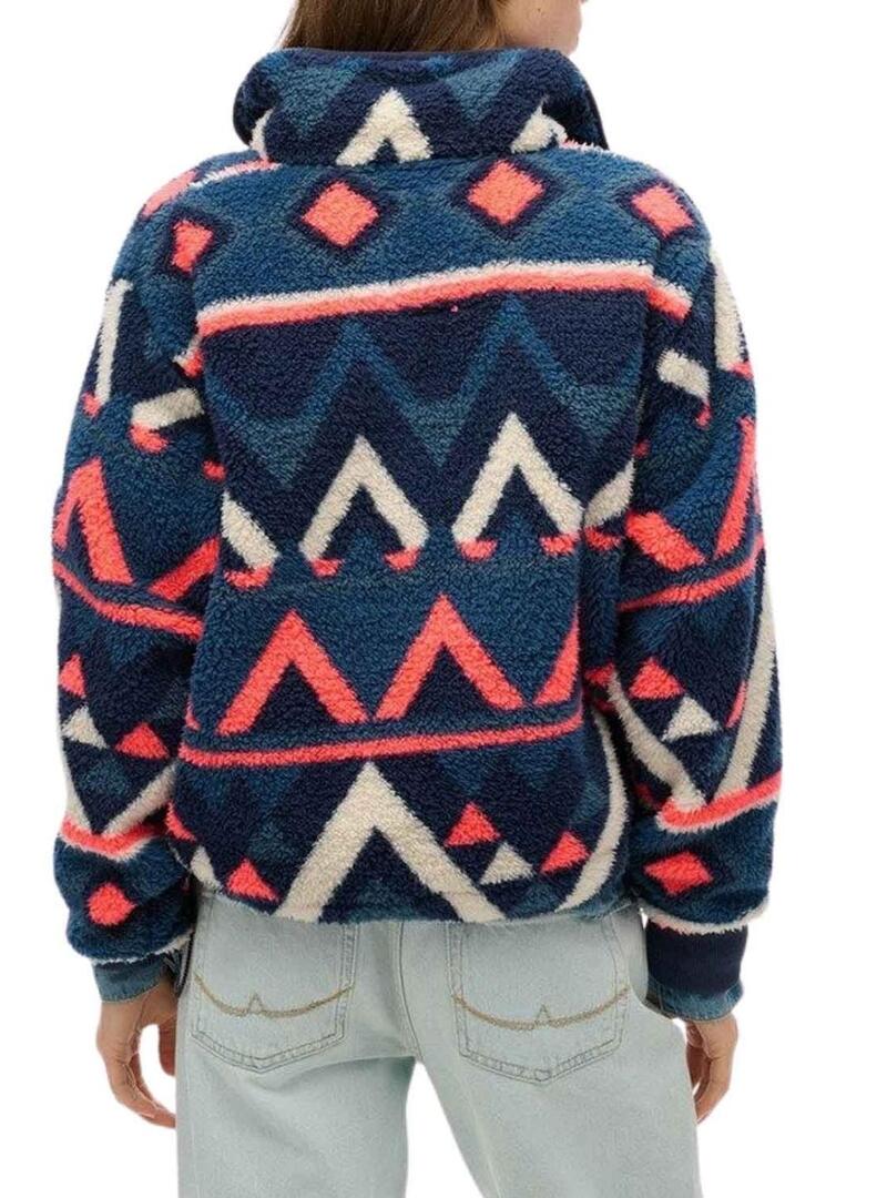 Maglietta Henley stampata etnica marina per donna Superdry Polar