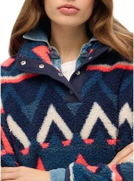 Maglietta Henley stampata etnica marina per donna Superdry Polar