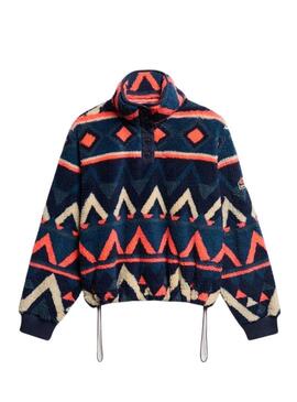 Maglietta Henley stampata etnica marina per donna Superdry Polar