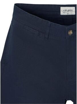 Pantaloni cinesi Silbon Casual blu navy per uomo