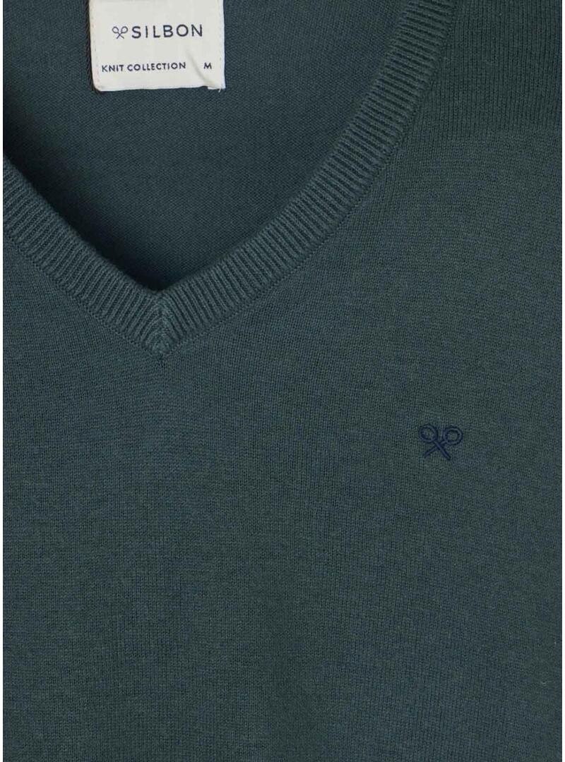 Maglia Silbon Vneck verde per uomo