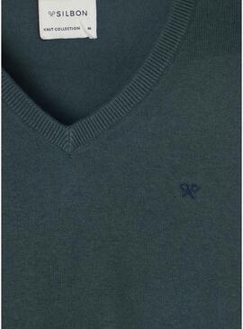 Maglia Silbon Vneck verde per uomo