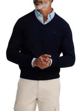 Maglia Silbon Vneck blu scuro per uomo