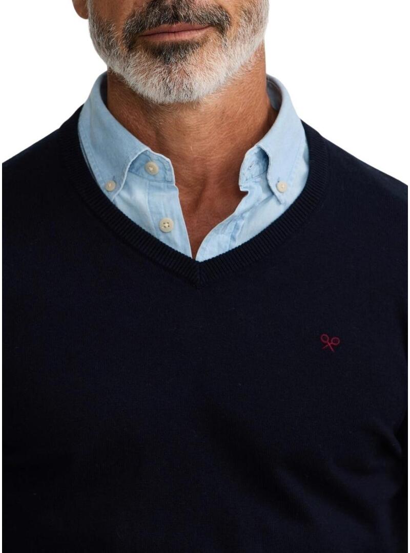 Maglia Silbon Vneck blu scuro per uomo