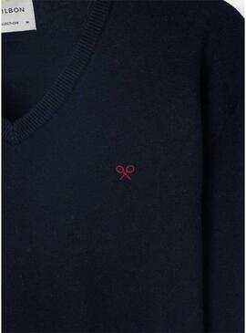 Maglia Silbon Vneck blu scuro per uomo