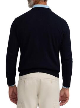 Maglia Silbon Vneck blu scuro per uomo