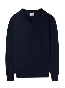 Maglia Silbon Vneck blu scuro per uomo