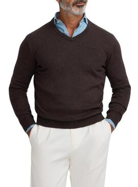 Maglia Silbon Vneck marrone per uomo