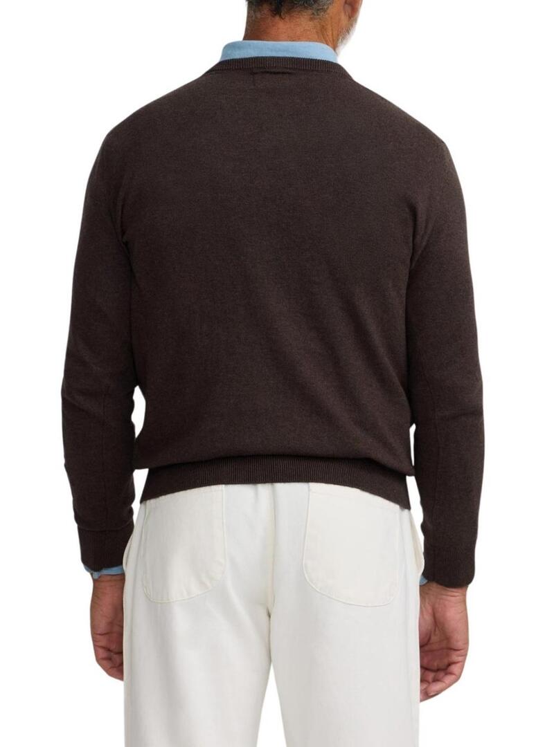 Maglia Silbon Vneck marrone per uomo