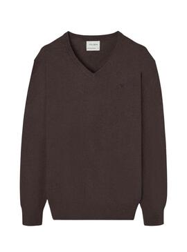 Maglia Silbon Vneck marrone per uomo