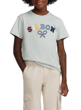 Maglietta Silbon con logo multicolore turchese per bambino