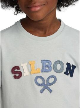 Maglietta Silbon con logo multicolore turchese per bambino