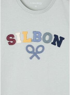 Maglietta Silbon con logo multicolore turchese per bambino