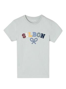 Maglietta Silbon con logo multicolore turchese per bambino