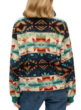 Maglietta Henley stampata etnica verde Superdry Polar per donna
