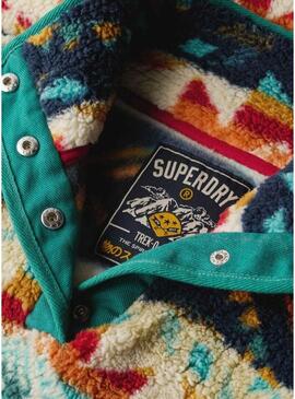 Maglietta Henley stampata etnica verde Superdry Polar per donna