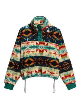 Maglietta Henley stampata etnica verde Superdry Polar per donna