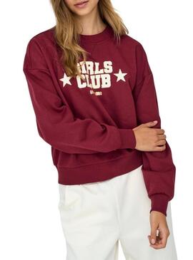 Felpa Only Onjo bordeaux per donna
