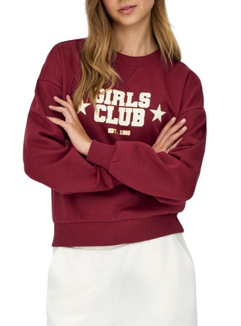 Felpa Only Onjo bordeaux per donna