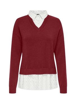 Maglia Jersey Only Dagmar bordeaux per donna