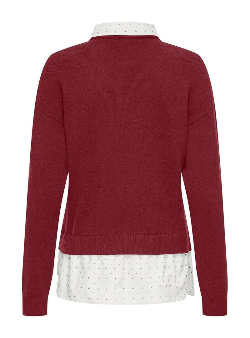 Maglia Jersey Only Dagmar bordeaux per donna