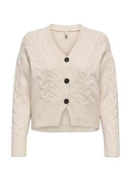 Cardigan a maglia Only Rio beige per donna