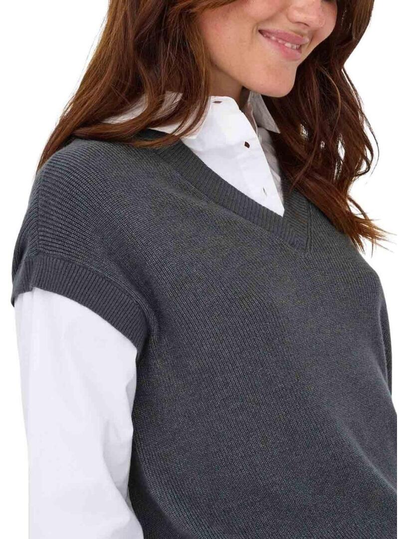 Maglia Only Payson a combo e gilet grigio per donna