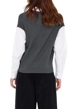 Maglia Only Payson a combo e gilet grigio per donna