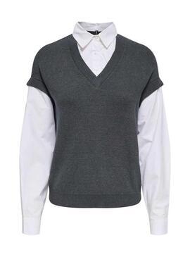 Maglia Only Payson a combo e gilet grigio per donna