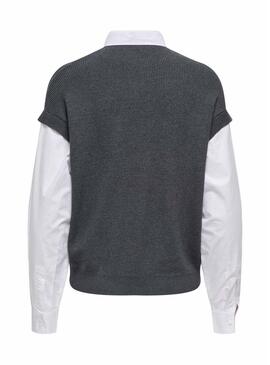 Maglia Only Payson a combo e gilet grigio per donna
