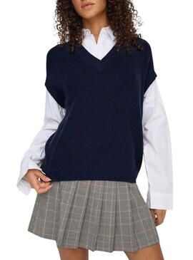 Maglia Jersey Payson Only con combinazione camicia e gilet blu navy per donna