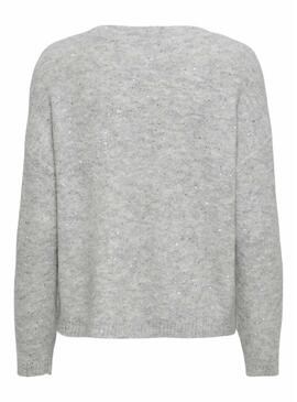 Maglia Only Onlarizona grigio chiaro con paillettes per donna