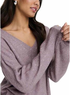 Maglia Only Onlarizona viola con paillettes per donna