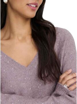 Maglia Only Onlarizona viola con paillettes per donna