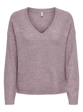Maglia Only Onlarizona viola con paillettes per donna