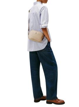 Borsa Tommy Hilfiger Popette in nylon beige per donna