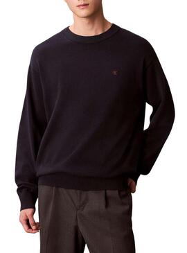 Maglia Calvin Klein in cotone Easy Cotton blu scuro per uomo.