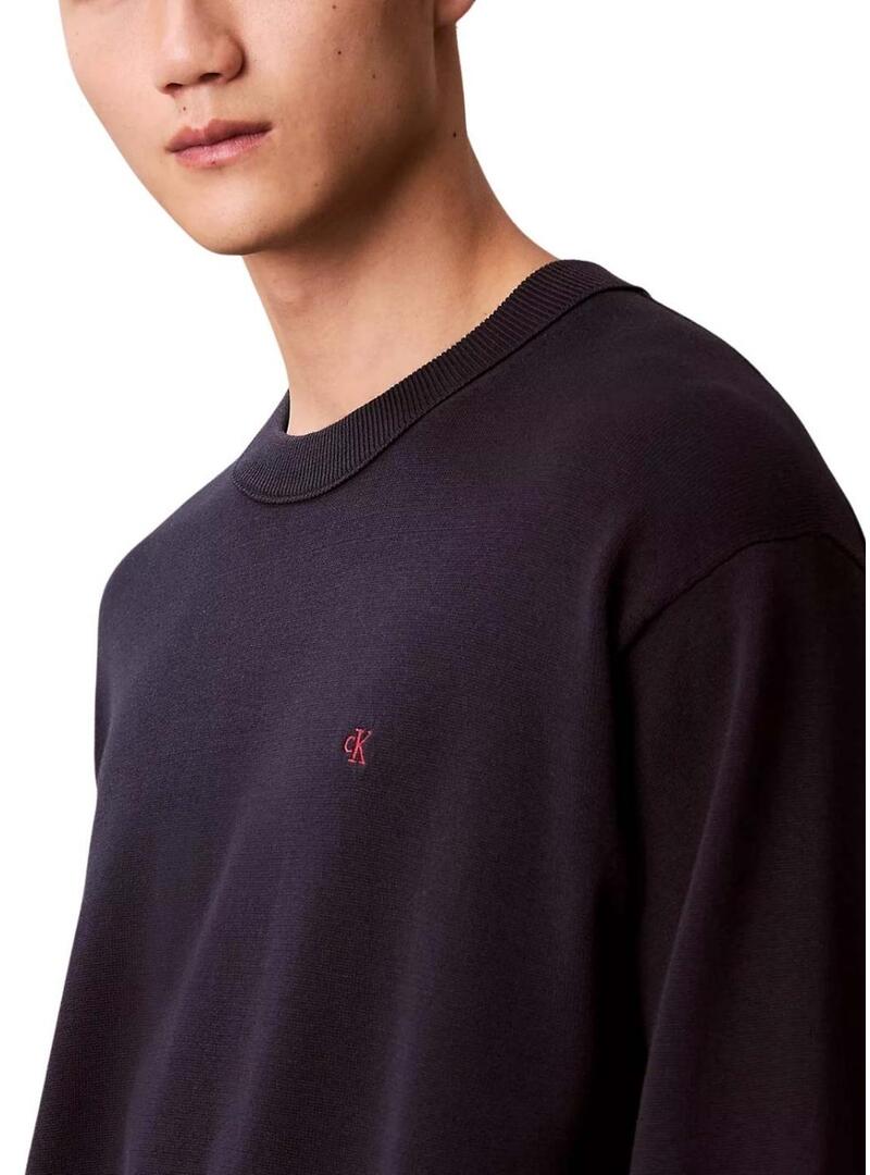 Maglia Calvin Klein in cotone Easy Cotton blu scuro per uomo.