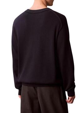 Maglia Calvin Klein in cotone Easy Cotton blu scuro per uomo.