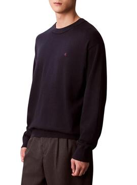 Maglia Calvin Klein in cotone Easy Cotton blu scuro per uomo.
