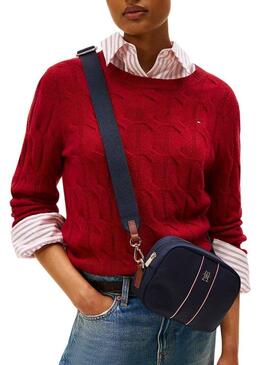 Borsa a tracolla Tommy Hilfiger Popette corpo blu scuro per donna