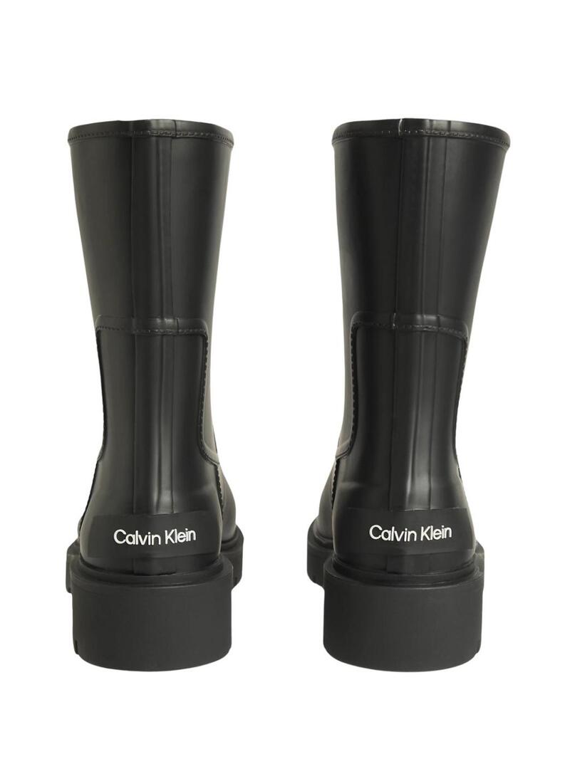 Stivali Calvin Klein Mid Rainboot in gomma nera per donna.