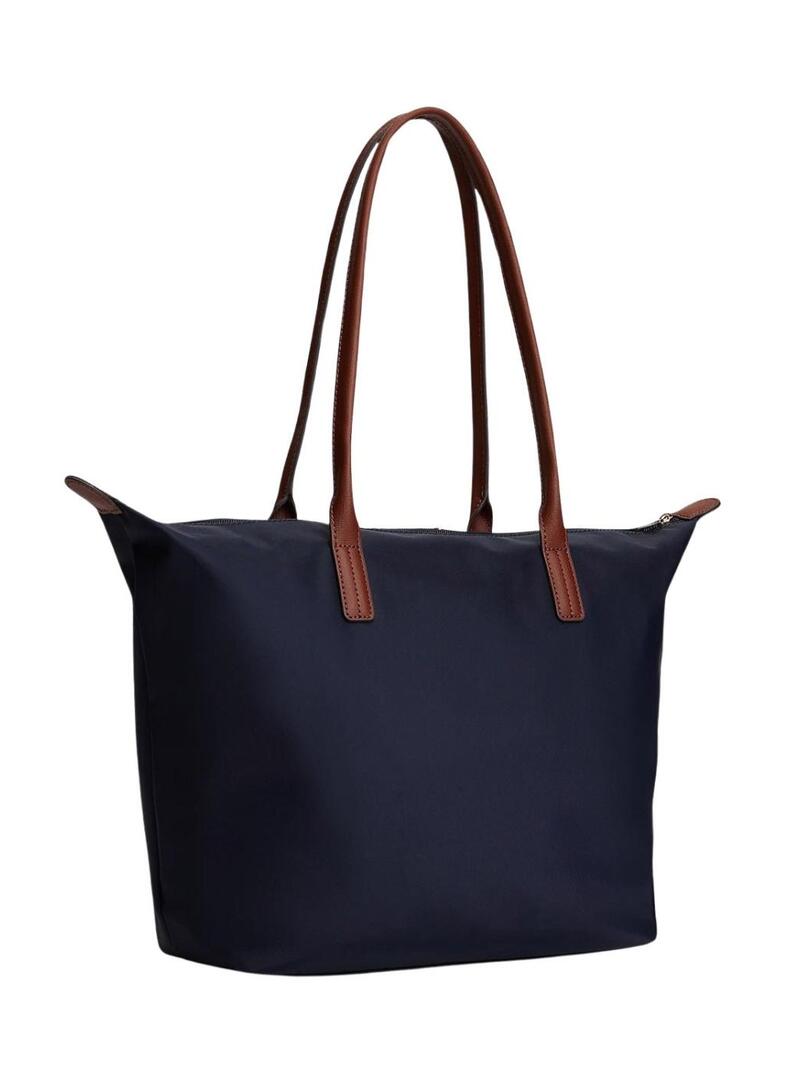 Borsa tote Tommy Hilfiger Popette in corpo blu scuro per donna