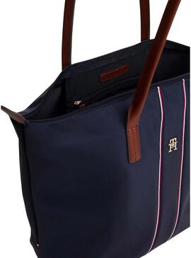 Borsa tote Tommy Hilfiger Popette in corpo blu scuro per donna