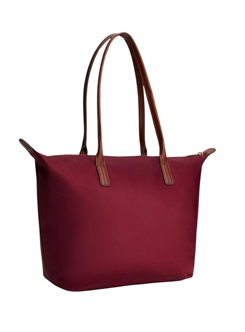 Borsa tote Tommy Hilfiger Popette granata per donna