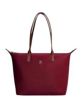 Borsa tote Tommy Hilfiger Popette granata per donna