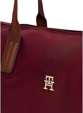 Borsa tote Tommy Hilfiger Popette granata per donna